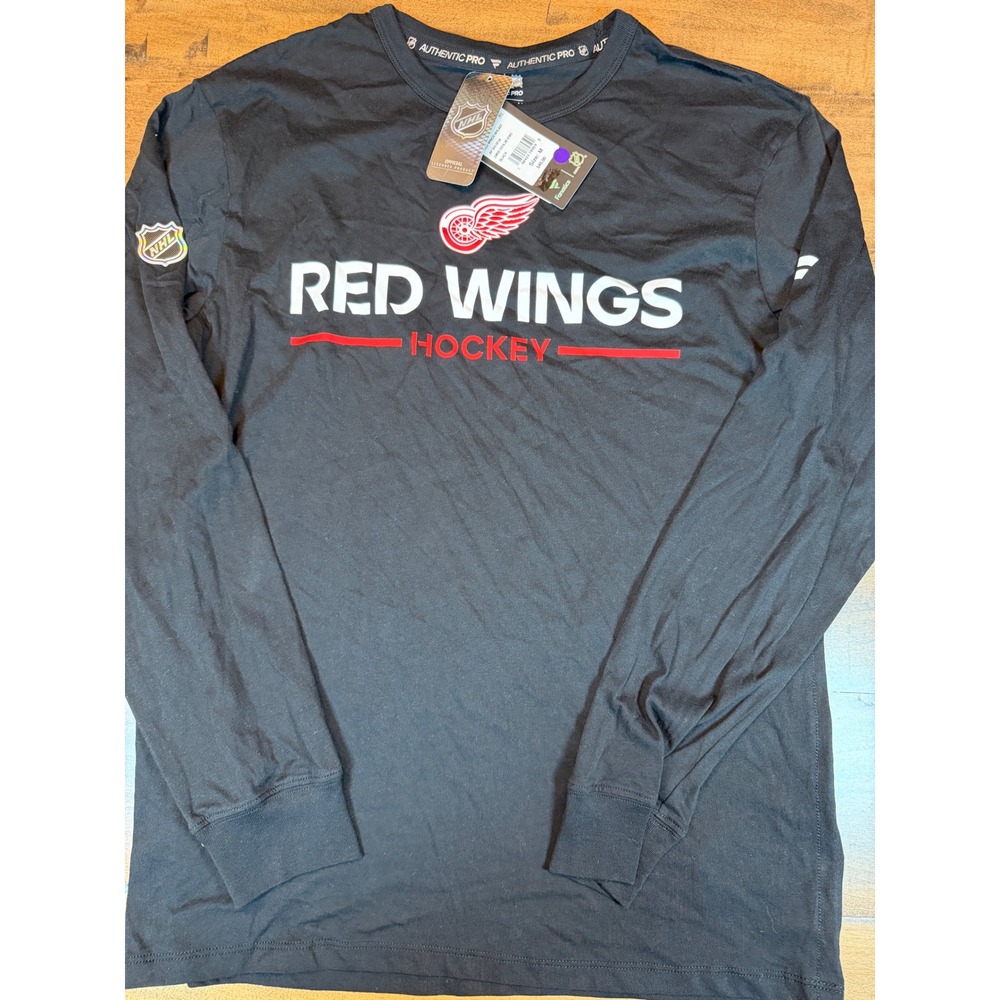 Fanatics NHL Detroit Red Wings Mens Authentic Pro Long Sleeve Shirt Black Medium